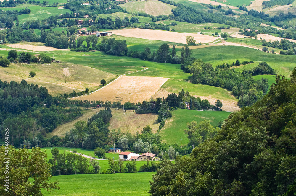 Panoramic view of Pellegrino Parmense. Emilia-Romagna. Italy.