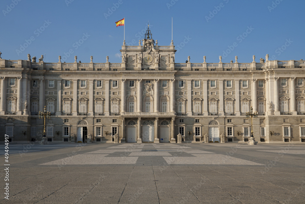 Royal palace in Madrid, evening time