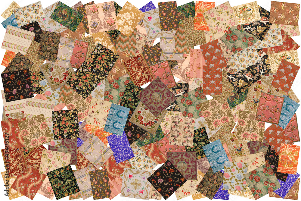 patchwork with ancient fabrics