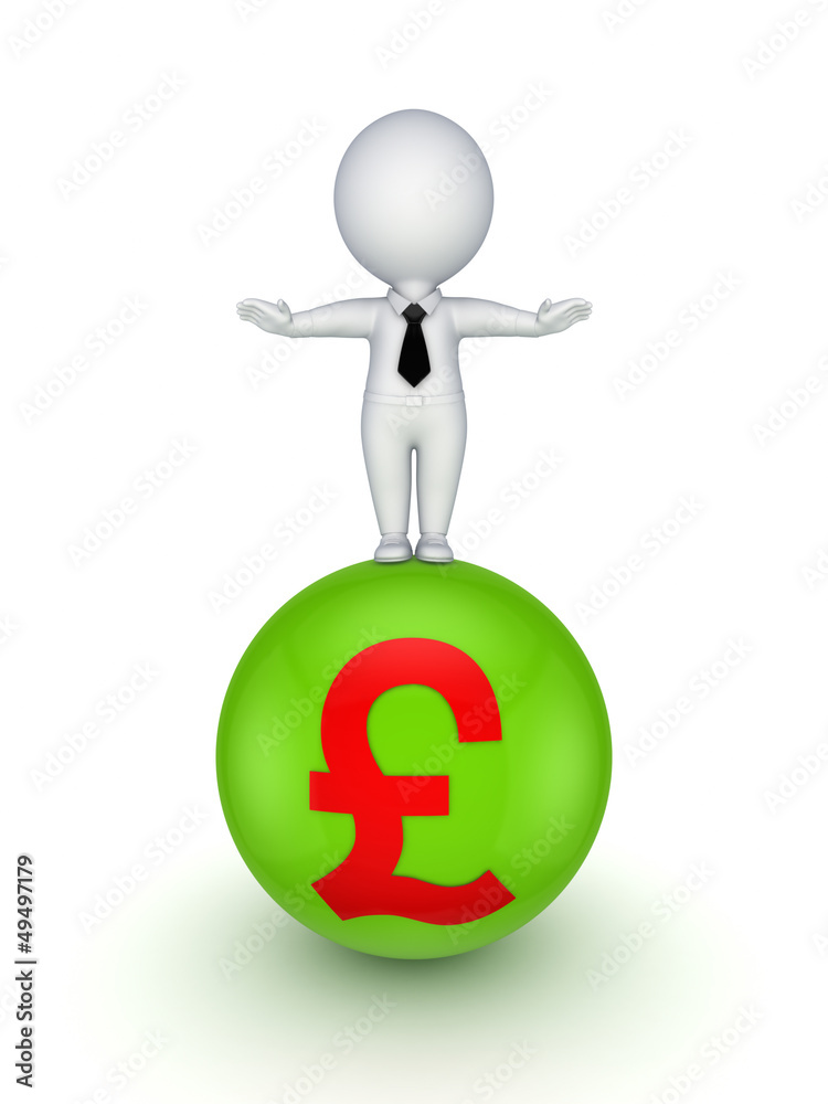 3d small person with pound sterling sign. 3d small person with pound sterling sign.