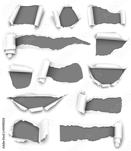 Collection of gray paper. Vector illustration