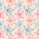 Floral pattern with lily. Hand drawn flowers
