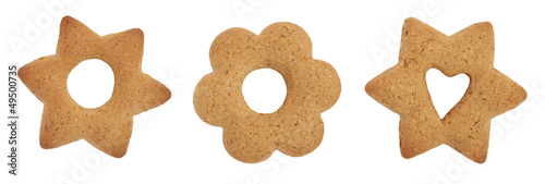 Three baked biscuits cookies