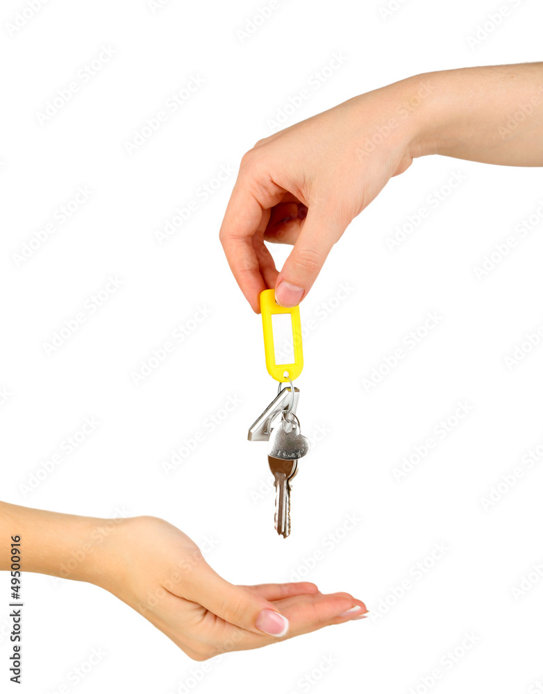 Transfer of house keys isolated on white Transfer of house keys isolated on white