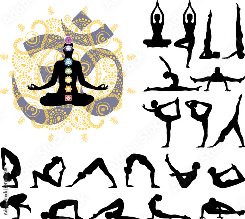 Yoga poses silhouettes