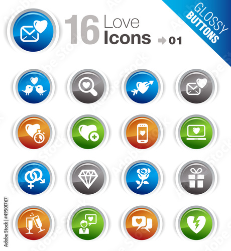 Glossy Buttons - Love and Dating icons
