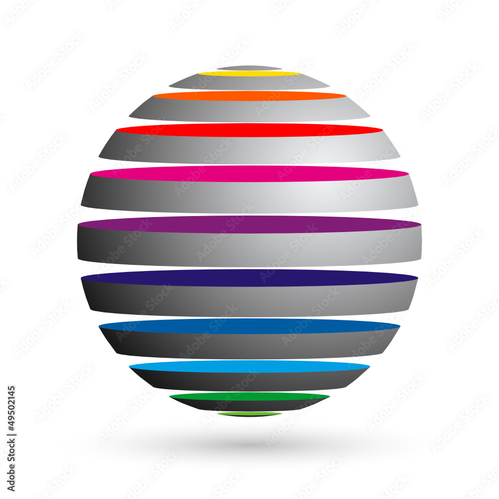 Colorful Business Ball, Globe Logo, Icon 3D