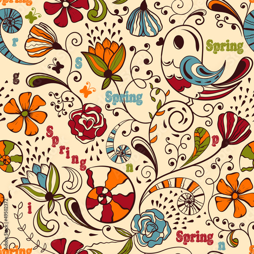 Vector Seamless Spring Pattern
