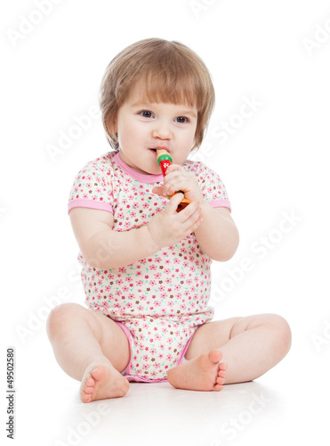 Funny baby girl with musica...