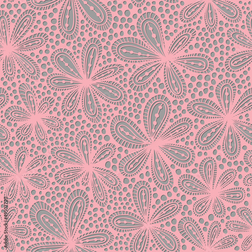 Beautiful seamless pink floral lace pattern