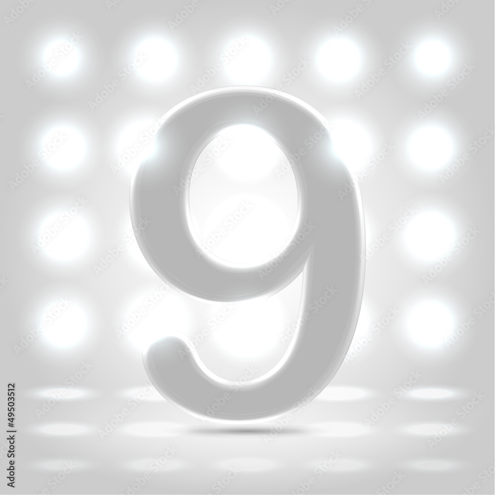 9 over lighted background 9 over lighted background