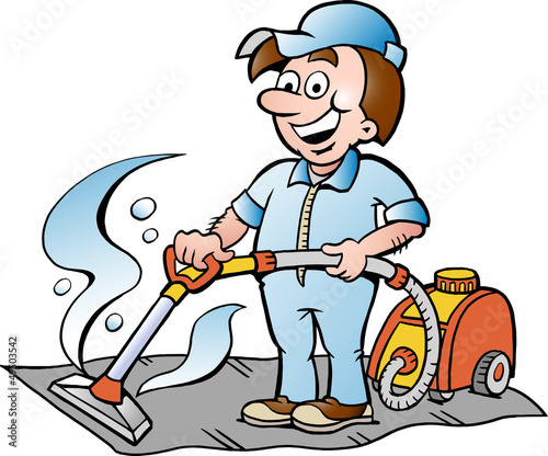 Hand-drawn Vector illustration of a Happy Carpet Cleaner