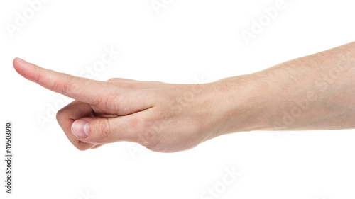 adult man hand touching virtual screen