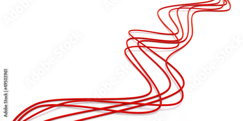 fibre-optical red cables on a white background