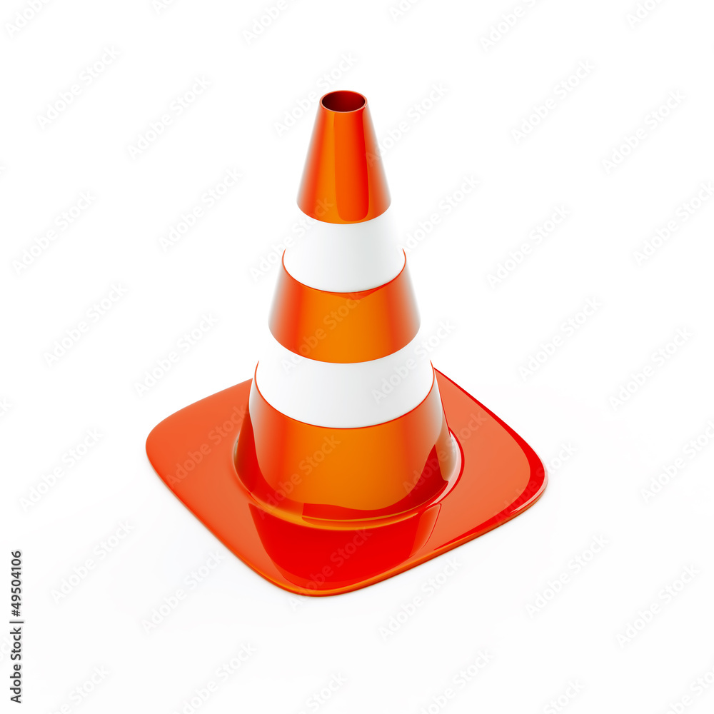 Cone pin of the red-white color used in construction on road Cone pin of the red-white color used in construction on road