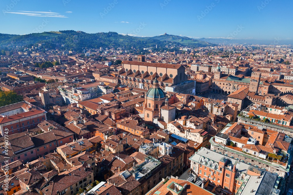 above view of The Basilica of San Petronio in Bologna