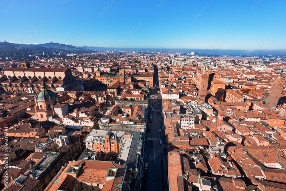 panoramic view of Strada Maggiore, Bologna