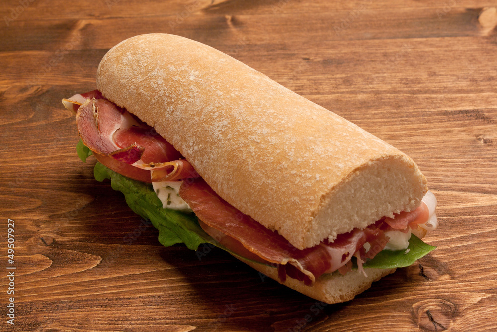Obraz premium Panino - Prosciutto, mozzarella.