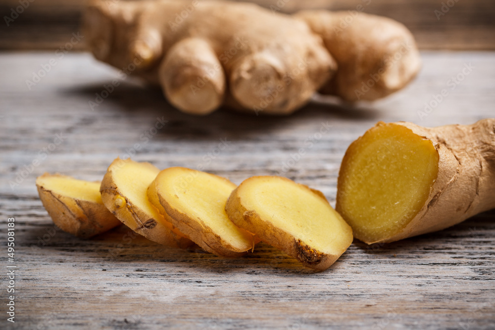 Ginger root sliced Ginger root sliced