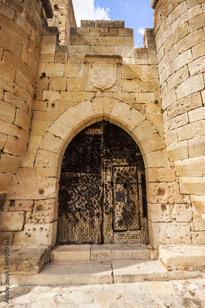 Entrance of Pedraza Castle in Segovia, Castilla y Leon, Spain.