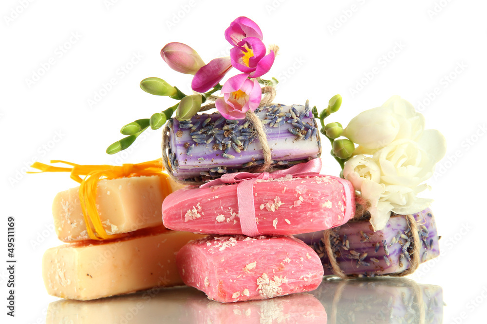 Fototapeta premium Natural handmade soap, isolated on white