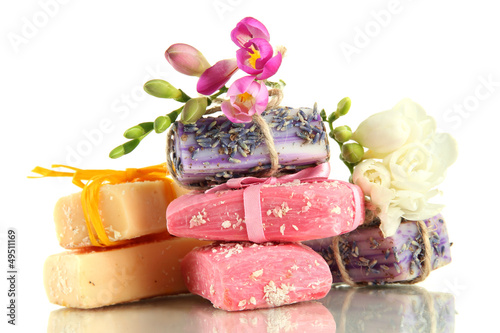 Fototapeta Naklejka Na Ścianę i Meble -  Natural handmade soap, isolated on white