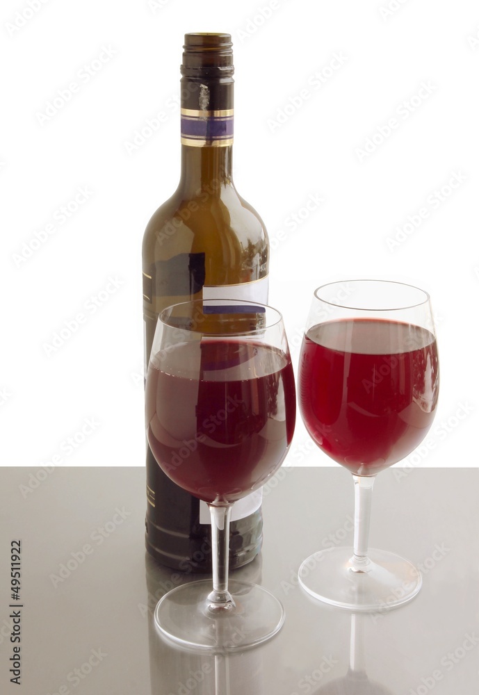 red wine in bottle and glasses red wine in bottle and glasses