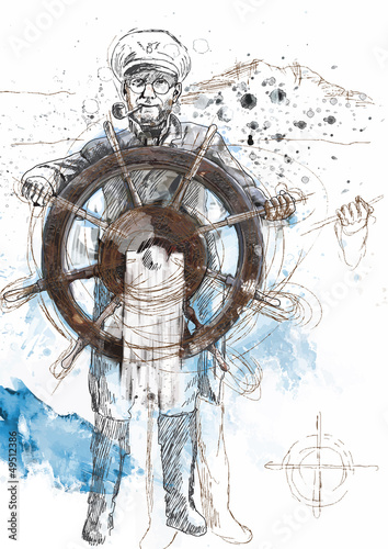 sea captain - a hand drawn illustration converted into vector