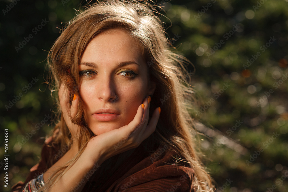 beautiful girl posing looking sideways closeup beautiful girl posing looking sideways closeup