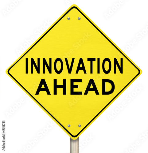 Wallpaper Mural Yellow Warning Sign - Innovation Ahead - Future Torontodigital.ca