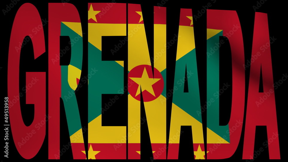 Grenada text with fluttering flag animation