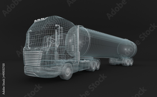 Semitransparent fuel tanket truck.