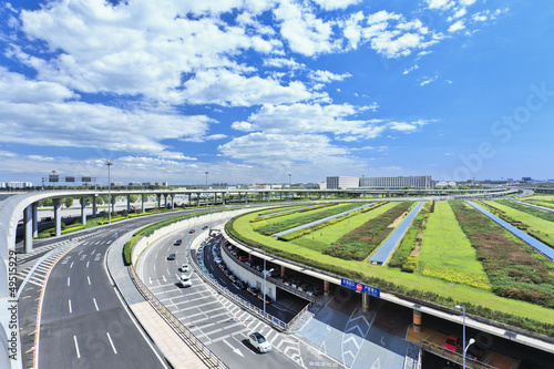 Road network around Beijing Capital Airport Terminal 3, the second largest airport terminal in the world.