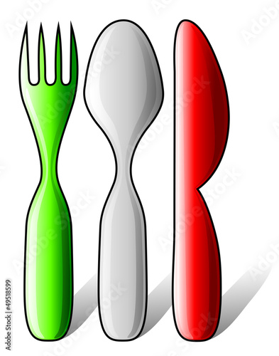 Italian flag made of cutlery