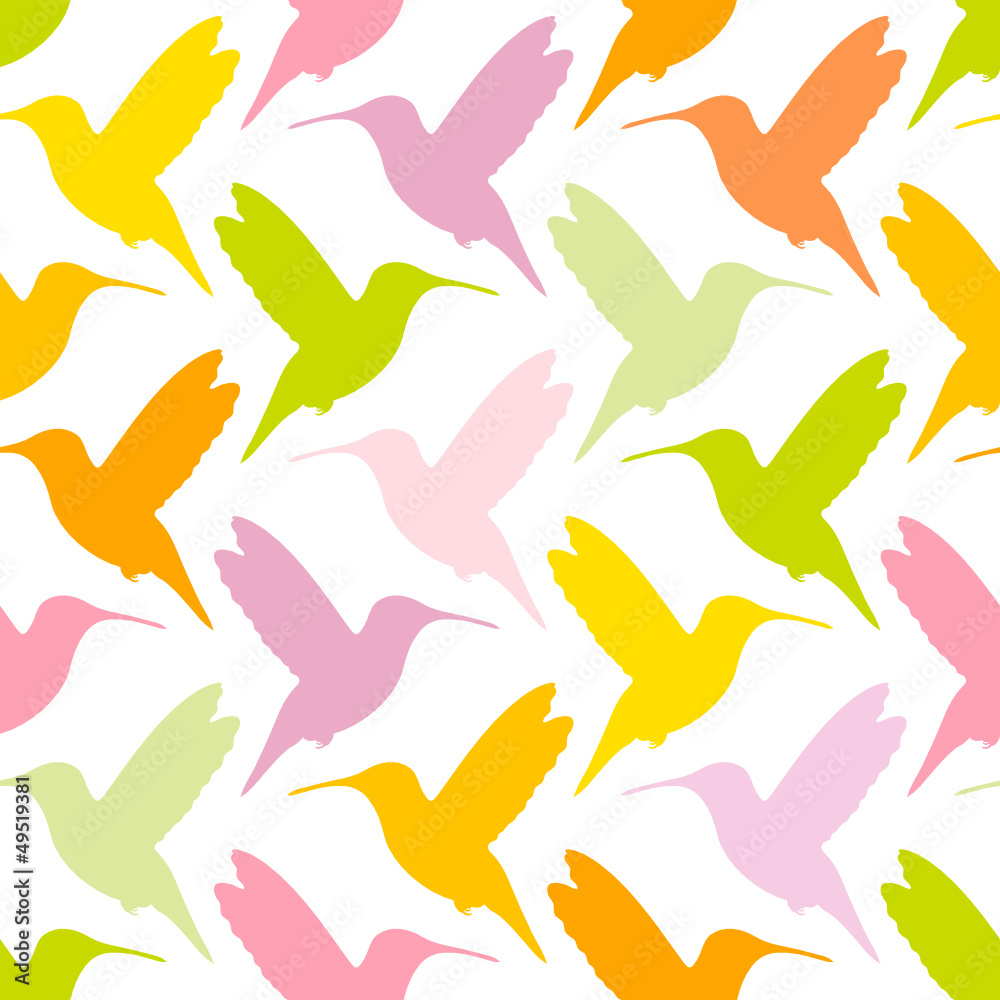 Seamless Pattern Hummingbirds Green Seamless Pattern Hummingbirds Green