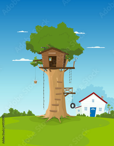 Tree House In Garden Backyard