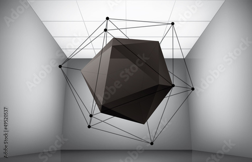 Geometric composition from icosahedron in interior of a museum