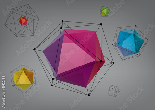 Geometric composition from icosahedrons for graphic design