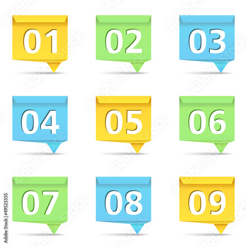 Origami banners with numbers