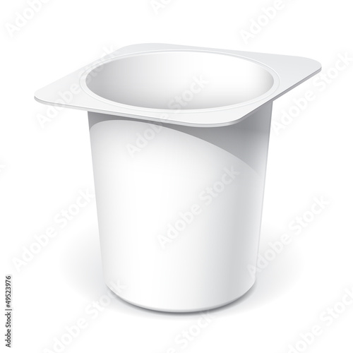 White plastic container for yogurt