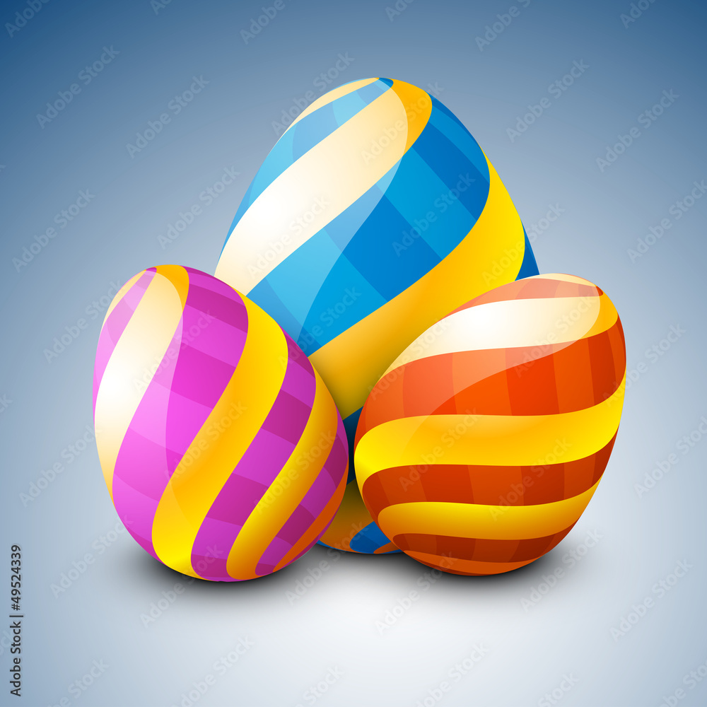 Beautiful painted Easter eggs on blue background. Beautiful painted Easter eggs on blue background.