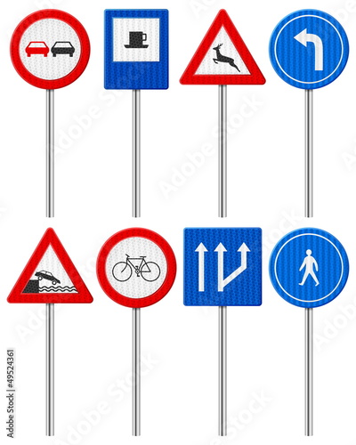 traffic road sign set