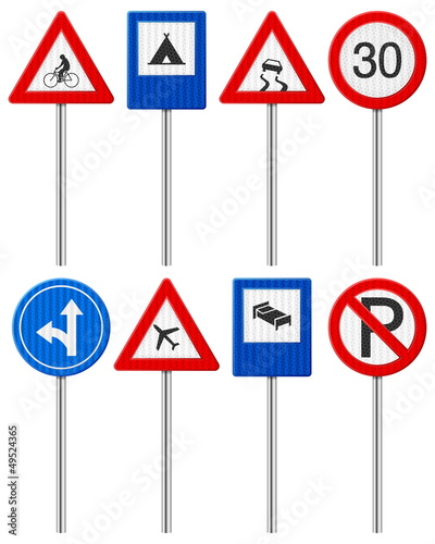 traffic road sign set