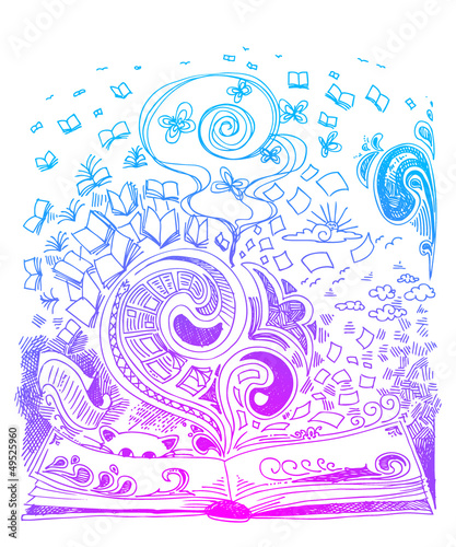 Open book sketchy doodles