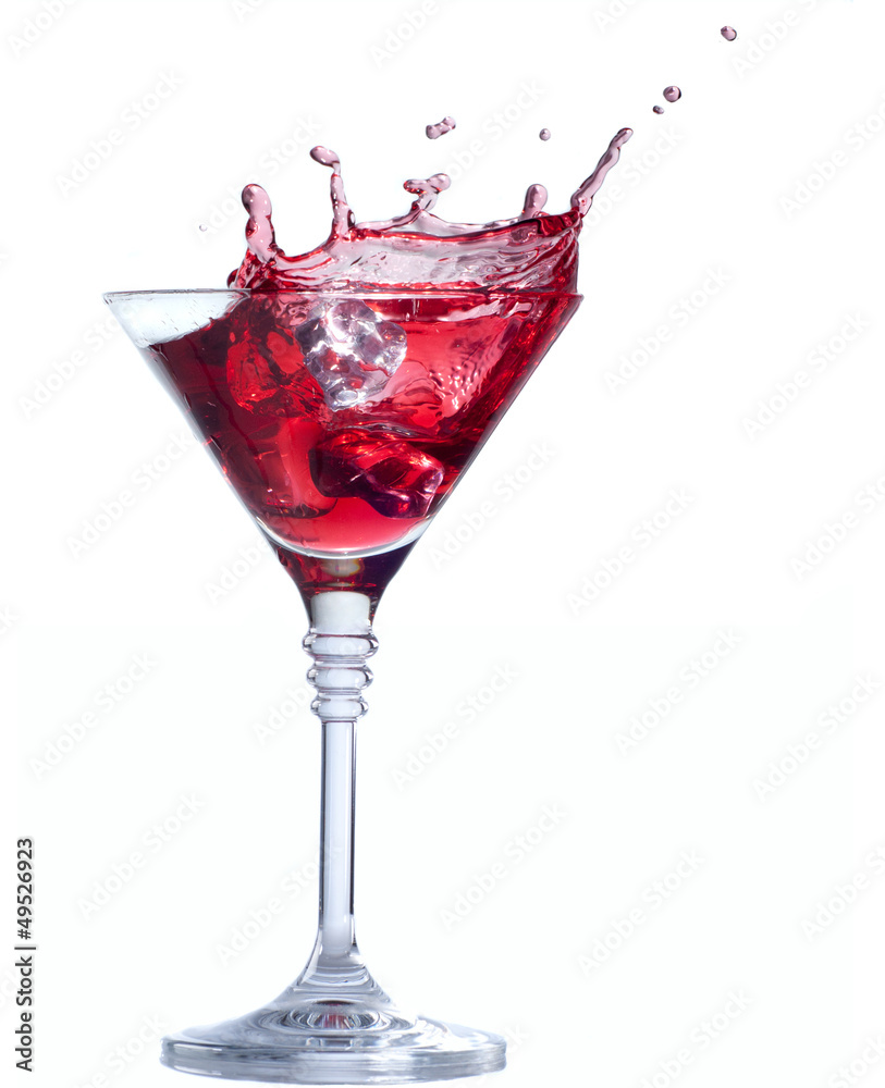 Red cocktail with splash isolated on white Red cocktail with splash isolated on white