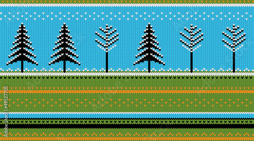 Knitted winter trees, vector