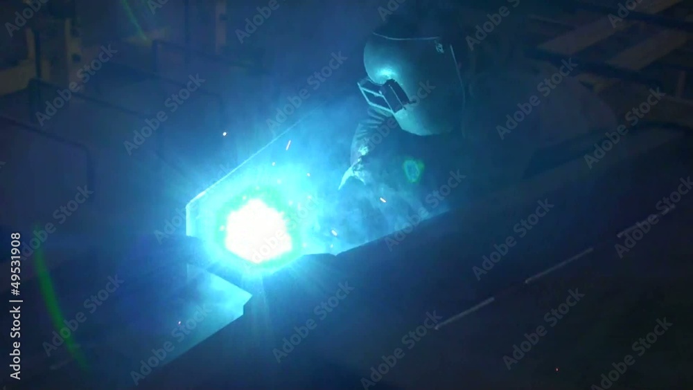 bright blue flashes from welding