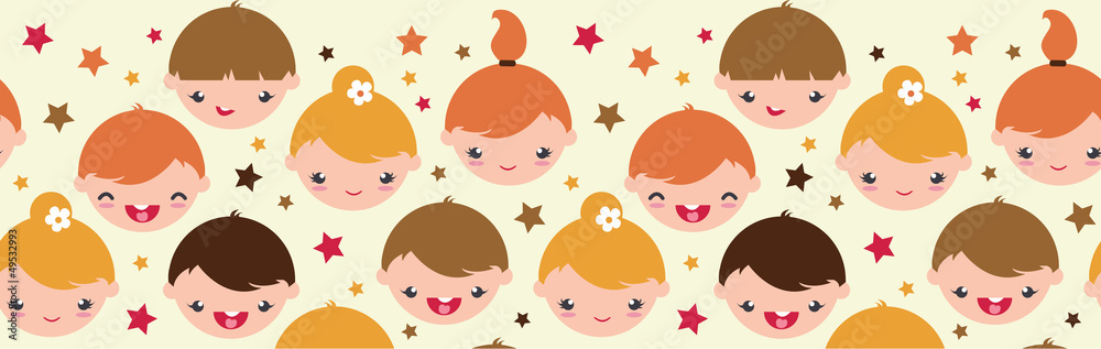 Vector smiling children horizontal seamless pattern background Vector smiling children horizontal seamless pattern background