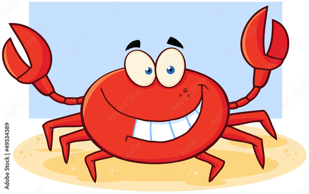 Fototapeta premium Happy Crab Cartoon Mascot Character