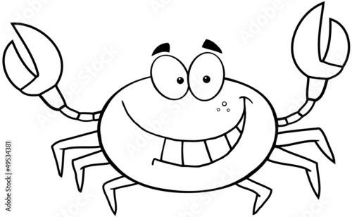 Outlined Funny Crab Cartoon Mascot Character photo